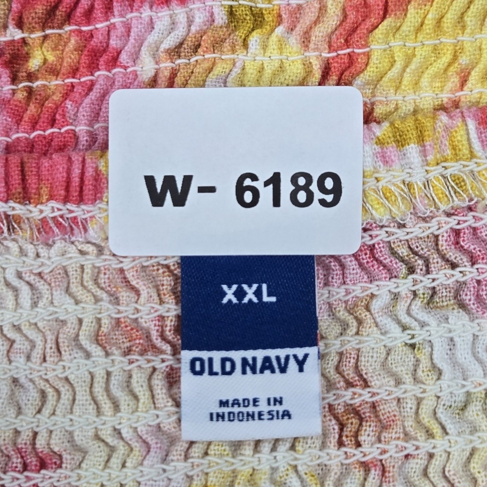 Old Navy Women Tank Top XXL Yellow Linen Viscose Floral Ruffle Square Neck Cami - Picture 2 of 8